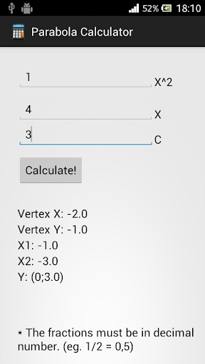 Parabola Calculator