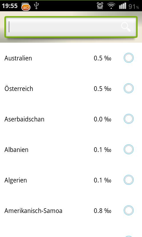 Android application Breathalyzer screenshort