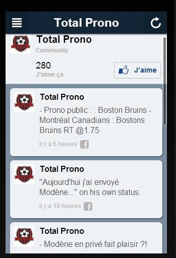 Total Pronos Screen 2
