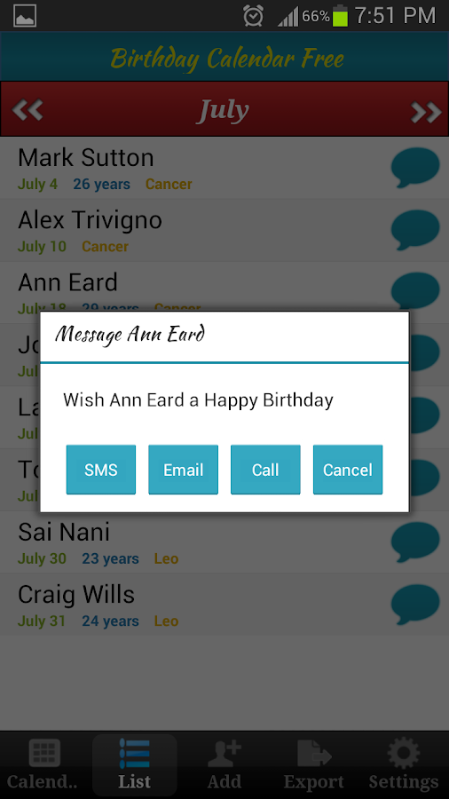 Birthday Calendar Free Android Apps on Google Play
