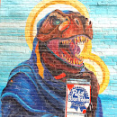 Dinosaur with Beer Mural