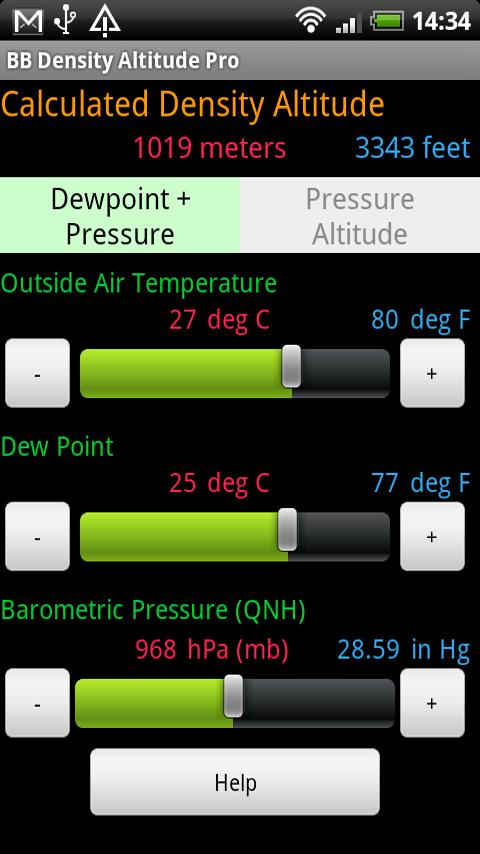 BB Density Altitude Tool Pro Screen 3