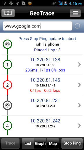GeoTrace - Trace Route Ping