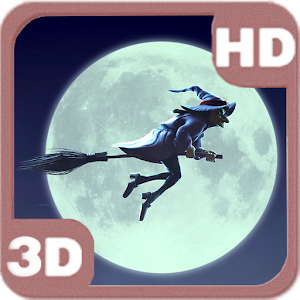 Funny Witch Moon Sky Flight 3D logo