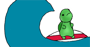 A surfing turtle