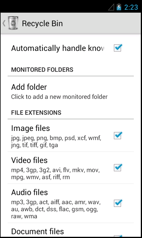 Papelera de reciclaje: captura de pantalla