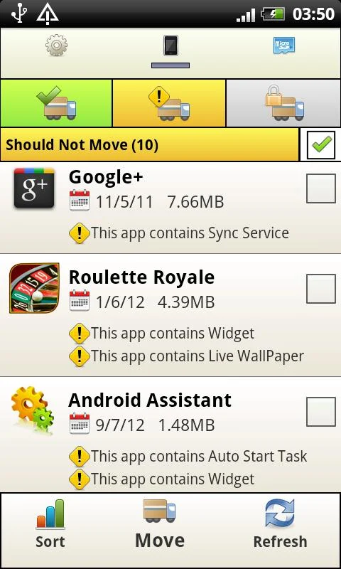 Easy APP2SD  (Move Apps to SD) - screenshot