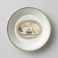 Schotel met een voorstelling van de inname van Den Briel door de watergeuzen