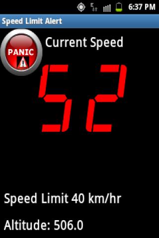 Speed Limit Alert Screen 3