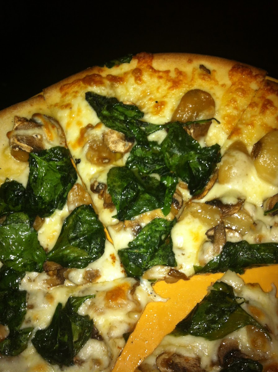 Gluten free "wild child" pizza. The only changes I made was no blue cheese and regular mushroosinste