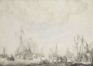 RIJKS: Willem van de Velde (I): The Royal and State Yachts, possibly the Arrival of Charles II of England at Moerdijk, 1660 1693
