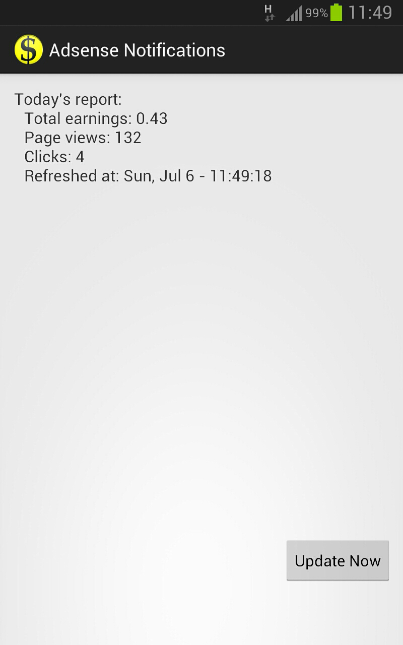 Notifications for Adsense Screen 3