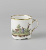 Kop, beschilderd met een landschap met vee