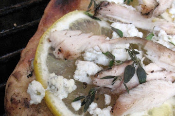 Grilled Meyer Lemon Pizza with Chicken, Goat Cheese and Thyme