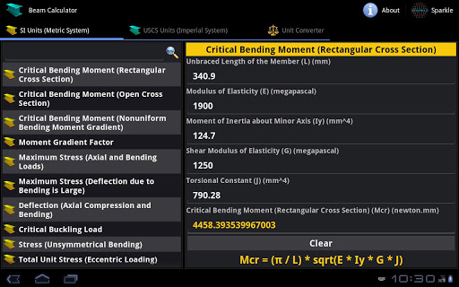 Beam Calculator Tablet