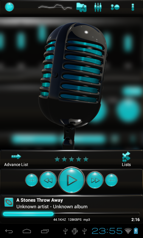 Poweramp skin light blue droid Screen 2