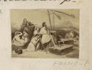 Fotoreproductie van (vermoedelijk) een schilderij met een tafereel bij een put