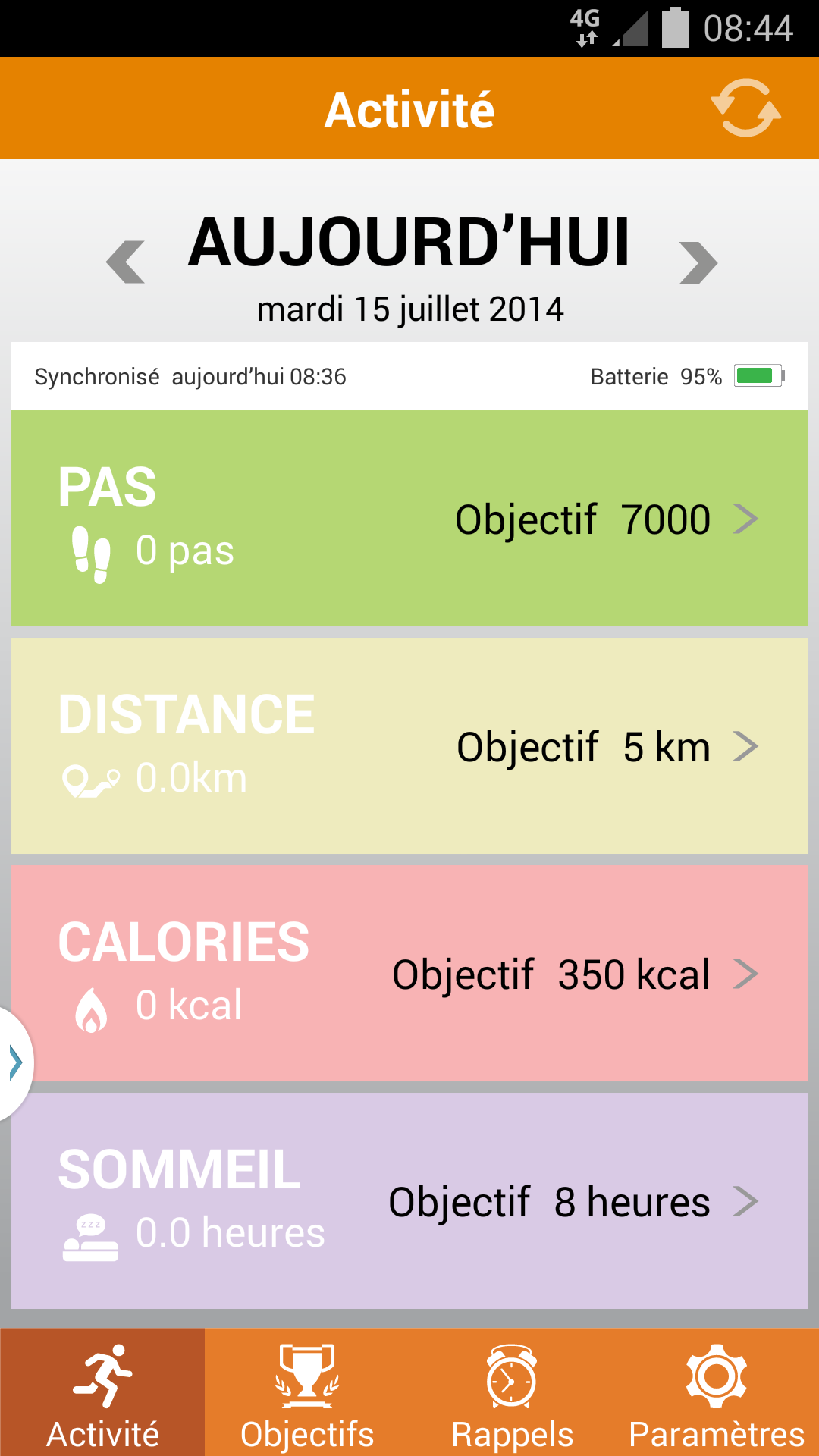 Android application ZeFit screenshort