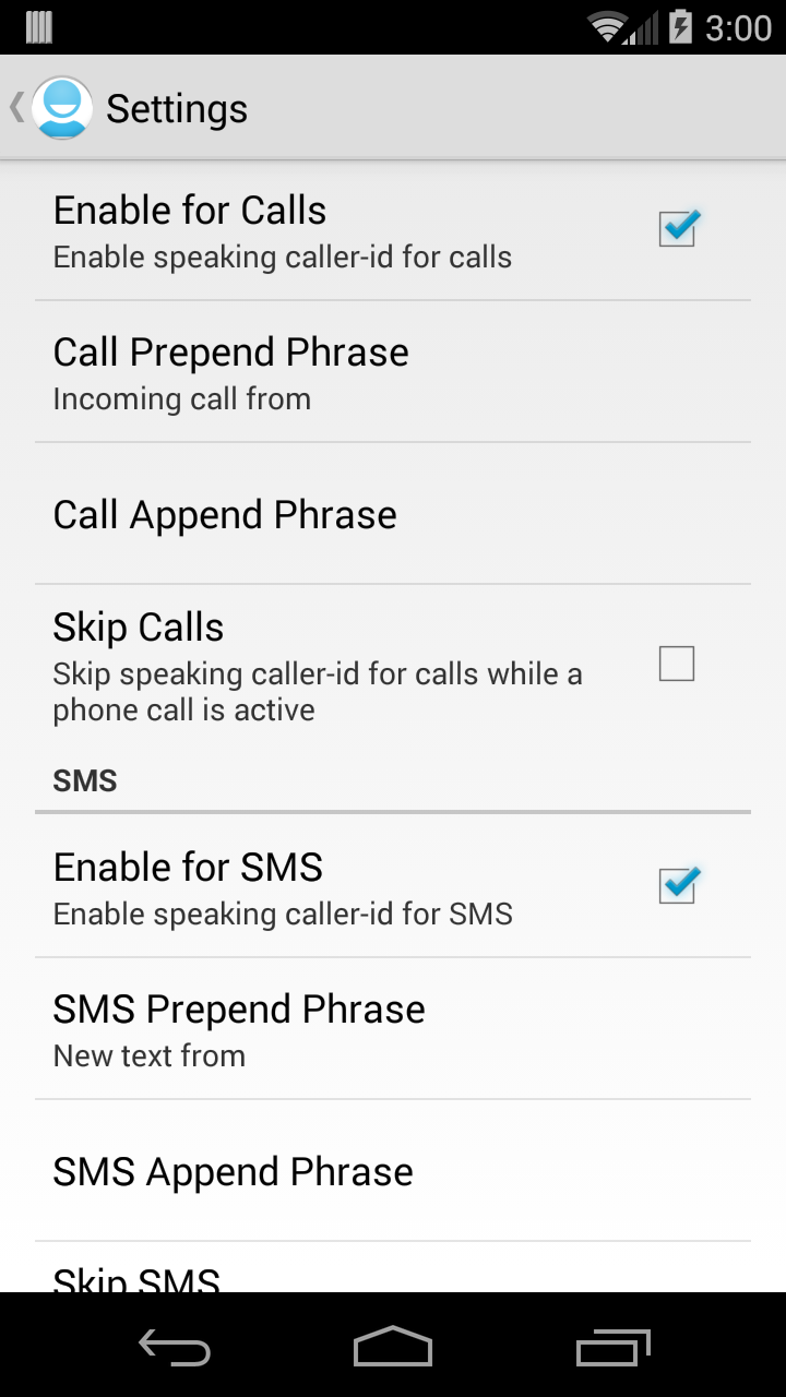 Talking Caller ID Pro Screen 2