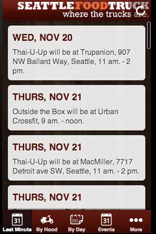 SeattleFoodTruck.com Screen 1