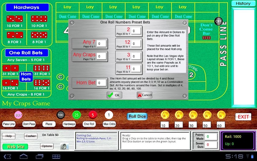 My Craps Game 1280x800 Tablet Screen 3