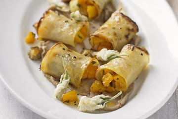 Butternut squash in potato cannelloni