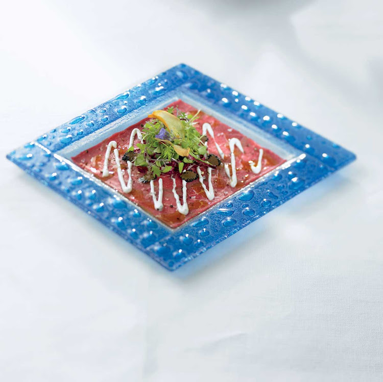 The Angus beef carpaccio is the perfect starter to a meal at Celebrity Cruises's Blu restaurant.