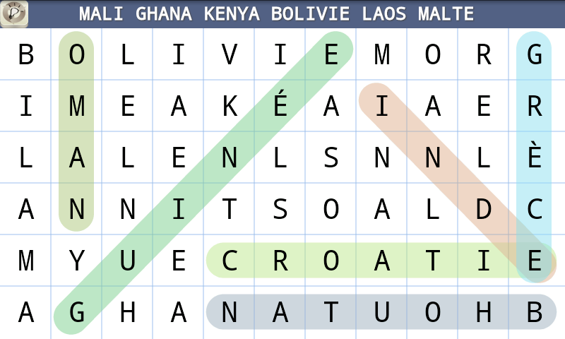 Android application Word Search Puzzle screenshort