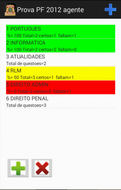 Android application Prova Agente PF 2009 screenshort