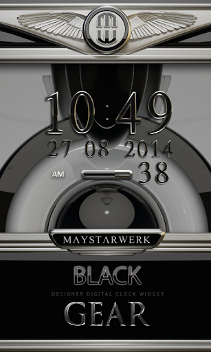 Digi Clock Widget Black Gear