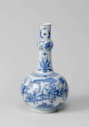 Round-bodied bottle vase with figures in a landscape