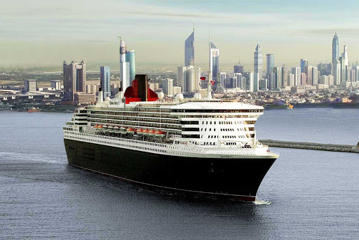 Cunard-Queen-Mary-2-in-Dubai - Take in the impressive skyline of Dubai, the United Arab Emirates' largest city, on a cruise aboard Queen Mary 2.