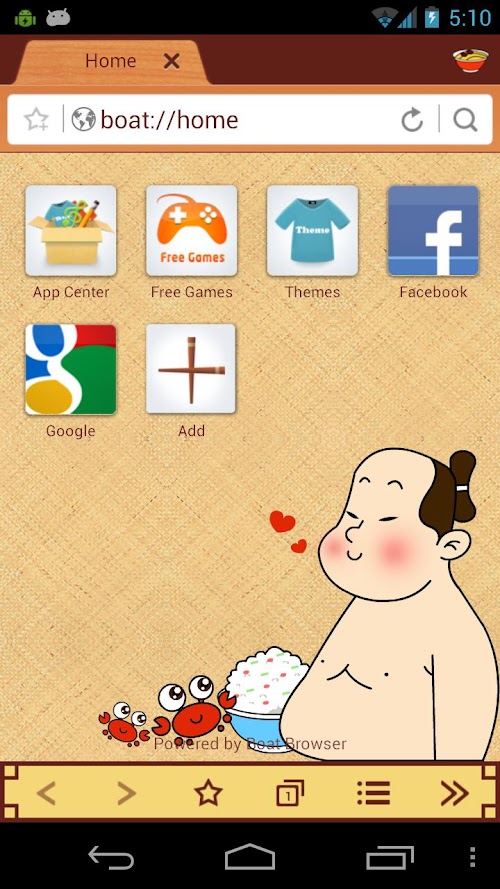 Android application Yummy Sushi Boat Browser Theme screenshort