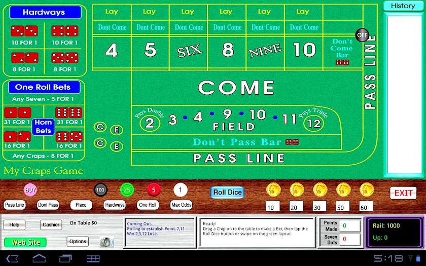 My Craps Game 1280x800 Tablet Screen 2