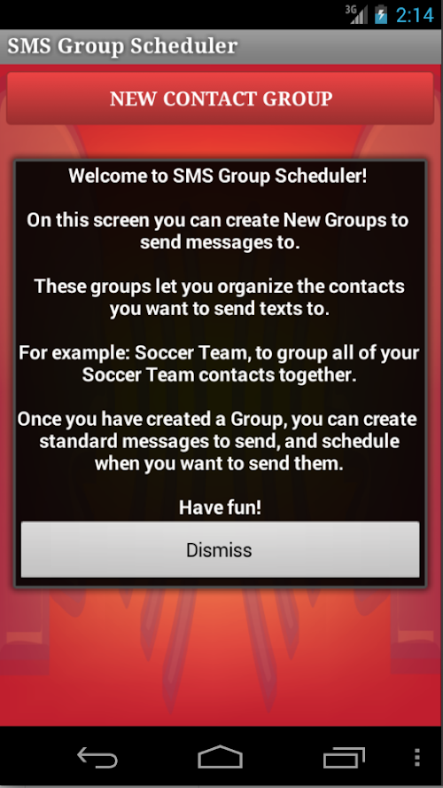 Android application SMS Group Scheduler screenshort