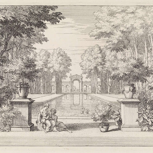 Architectonische tuin met bassin, Abraham Genoels, 1650 - 1690