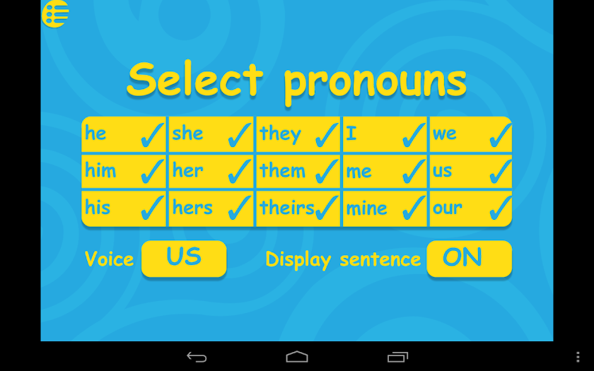 Pronouns With Splingo Screen 1