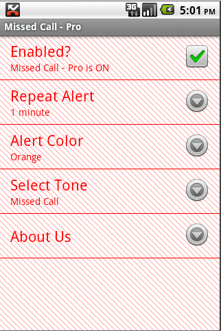 Android application Missed Call - Pro screenshort