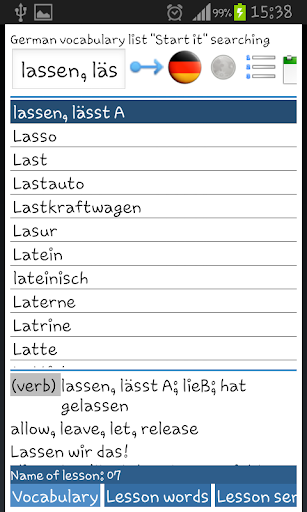 German word trainer Vocabulary