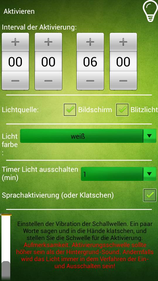 Nightlight (voice control) Screen 2