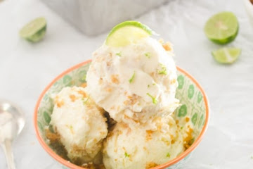 No Churn Key Lime Pie Ice Cream with Coconut Graham Cracker Crumble