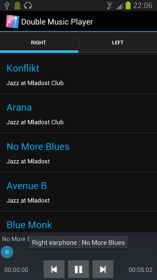 Android application Double Music Player Pro screenshort