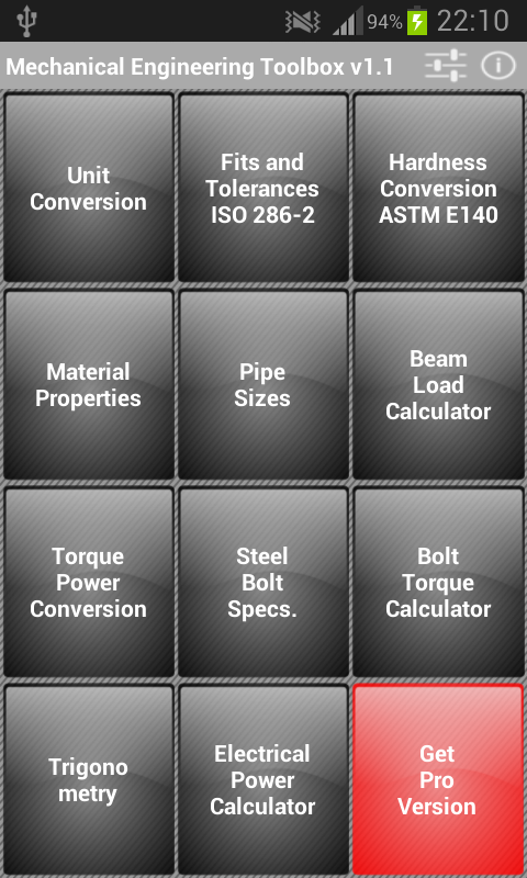 Mechanical Engineering Toolbox - screenshot