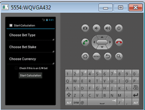 Android application SP betting calculator screenshort