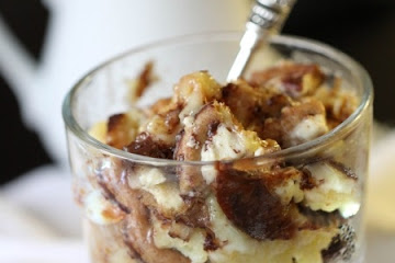Cheesecake Cookie Bread Pudding with Caramel Sauce