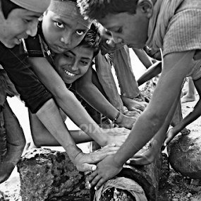 Companions by Newton Saha - Black & White Portraits & People