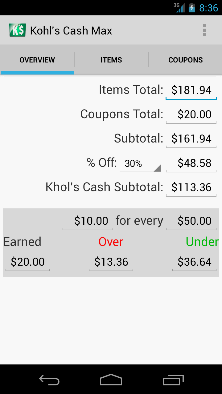 Kohls Cash Max Screen 1