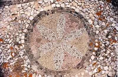 A decorative mosaic spotted on the grounds of the island of Delos near Mykonos. It's one of the most important mythological and historical sites in Greece.