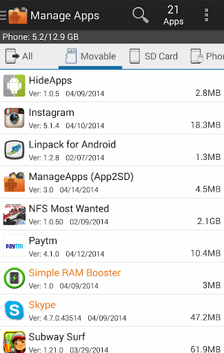 ManageApps Pro App2SD