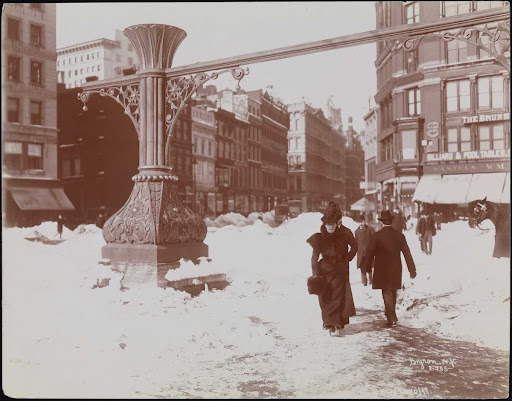 Snow Scenes, Blizzard, Street Scenes in New York City.